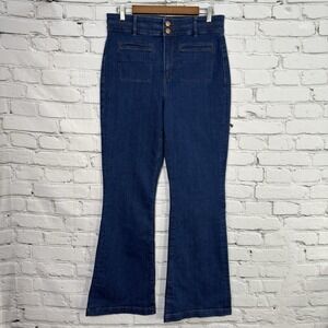 LOFT Jeans Size 30 US 10 The Slim Flare High Rise Stretch Dark Wash Blue 755930